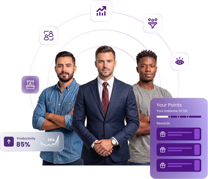 Professional team with loyalty platform analytics